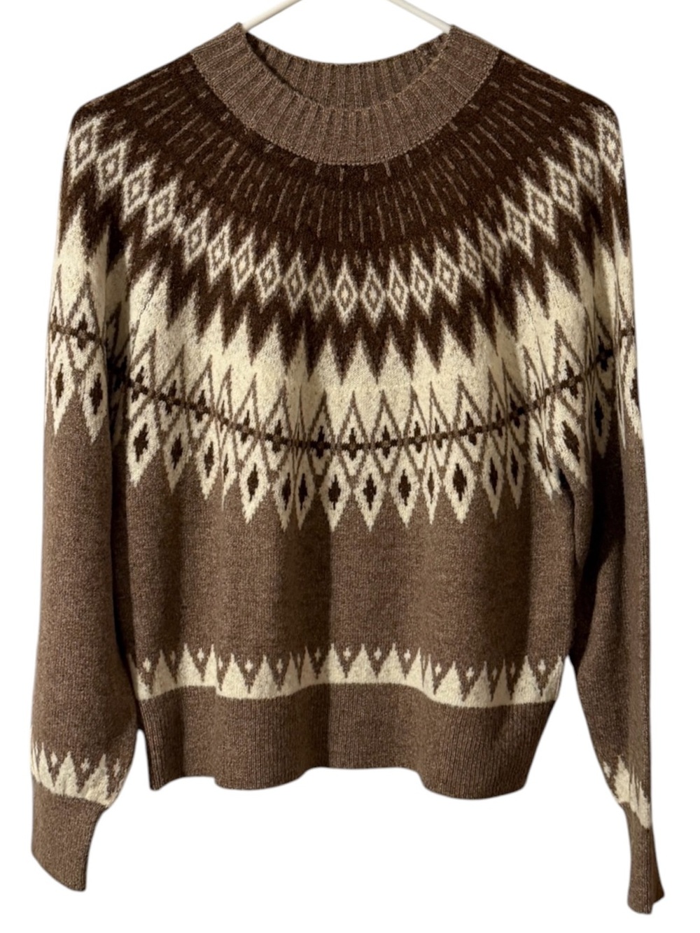 NWT Haute Hippie Fair Isle Nordic Crewneck Sweater Top oversized Anthropologie
